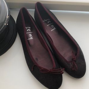 French Sole New York Burgundy Leather Ballet Flats